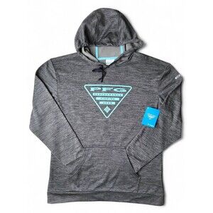 NWT PFG Columbia Women's Tidal Graphic Hoodie Pullover Heather Black/Mint Size L